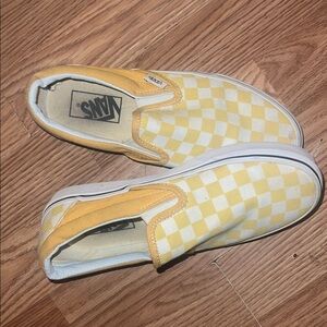Vans Classic Yellow and White Checkered Slip-Ons